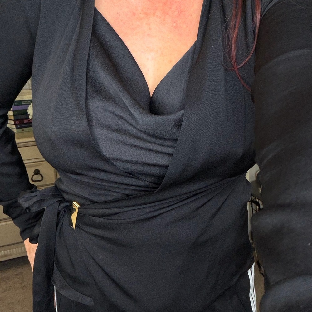 Authentic - Gucci Black Women's Blouse with Gold Accents - Picture 6 of 6